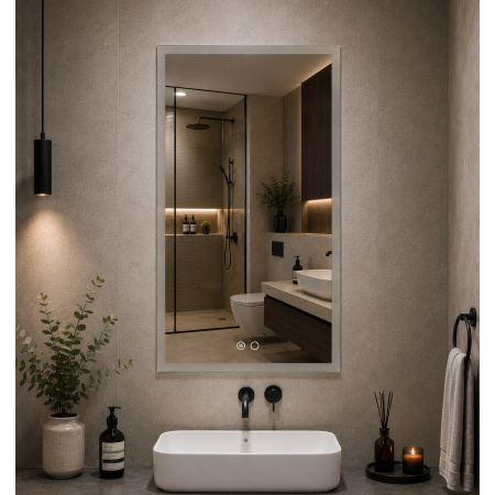 Oglindă LED dreptunghiulară 60×80 cm cu touch și dezaburire A-27